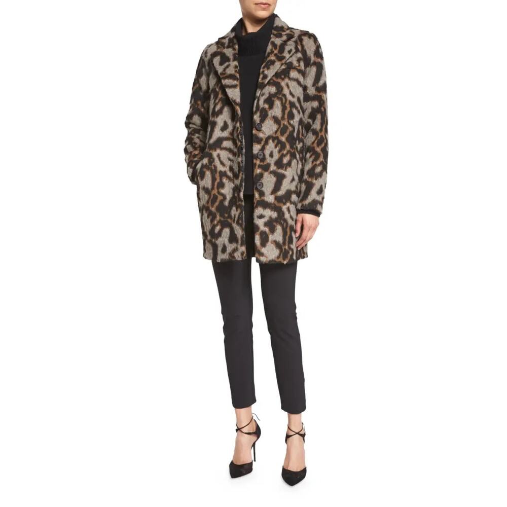 Veronica Beard Camille Leopard Print Cocoon Jacket Brown Chic Size 6 - Picture 2 of 14